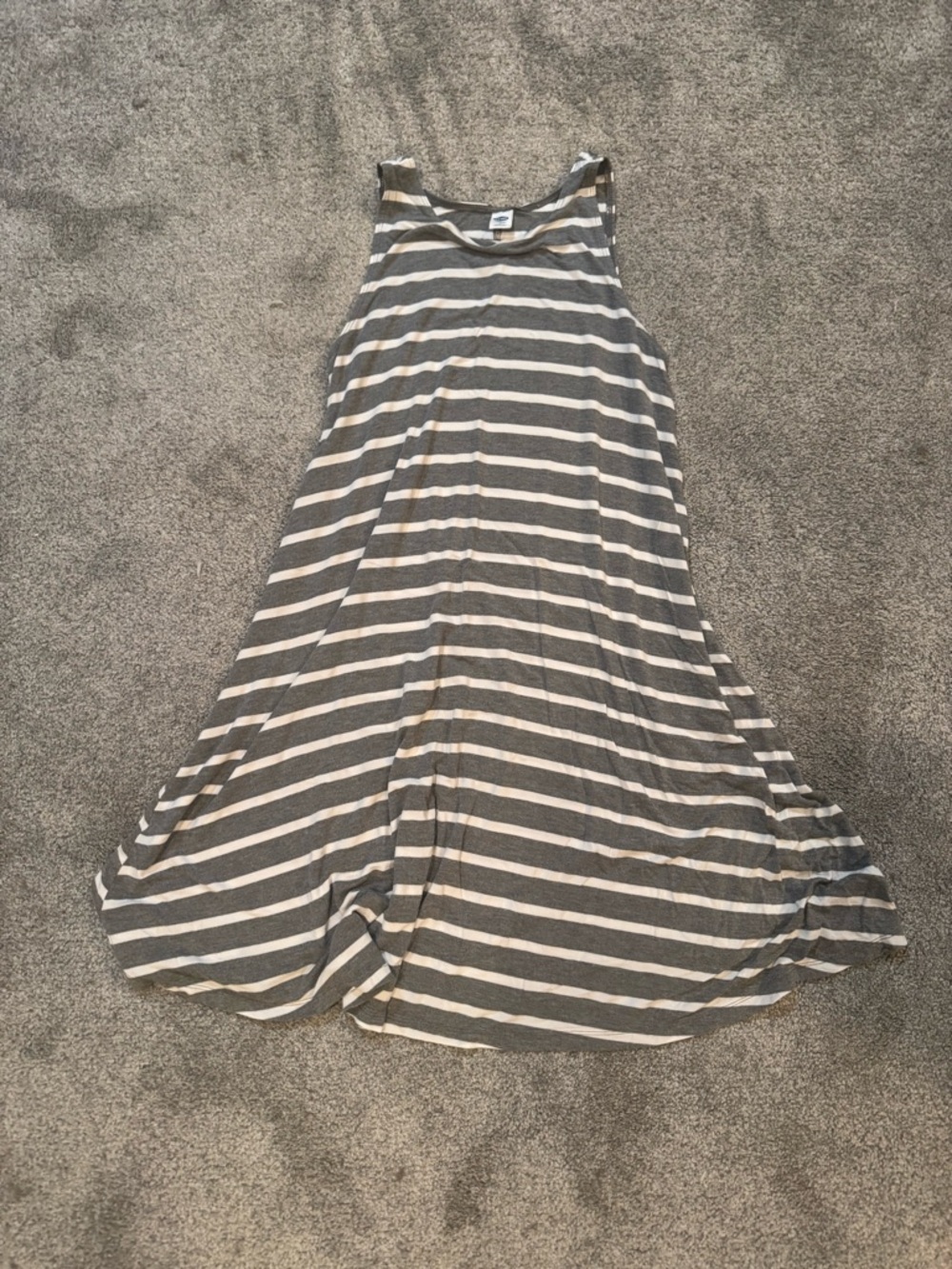 Old Navy Gray and White Striped Tank Dress